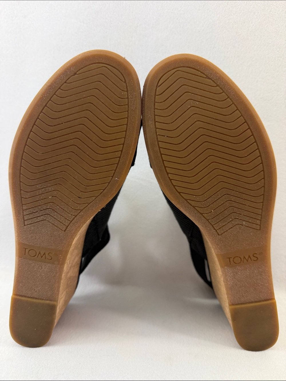 Women’s Black Fabric Cork Wedge Platform Sling Sandals Size 9.5W - Picture 6 of 7